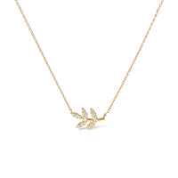 10K Yellow Gold 1/10 Cttw Diamond Leaf and Branch 18" Pendant Necklace (H-I Color, I1-I2 Clarity)