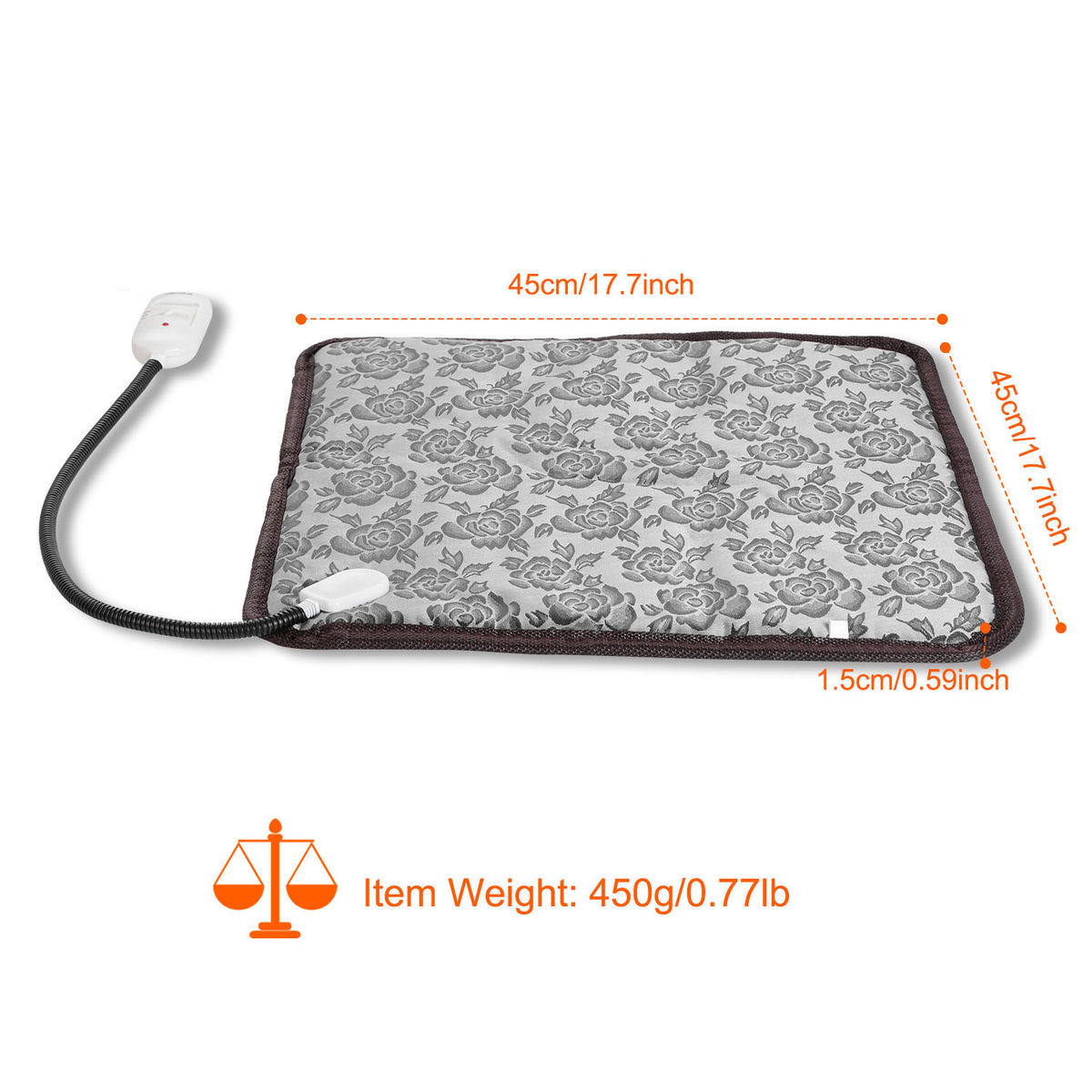 1Pc Pet Heating Pad Dog Cat Electric Heating Mat Waterproof Adjustable Warming Blanket With Chew Resistant Steel Cord Ca