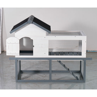 53-inch Double-tier Wooden Outdoor Indoor Waterproof Chicken Coop And Rabbit Hutch Complete With A Roof, Stairs And A Re