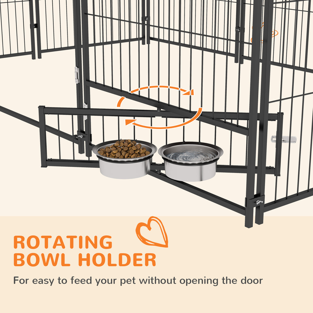 Outside Dog Kennel, 6.9 x 4.6 x 5 Puppy Play Pen with Canopy, Garden Playpen Fence Crate with Rotating Bowl, Black