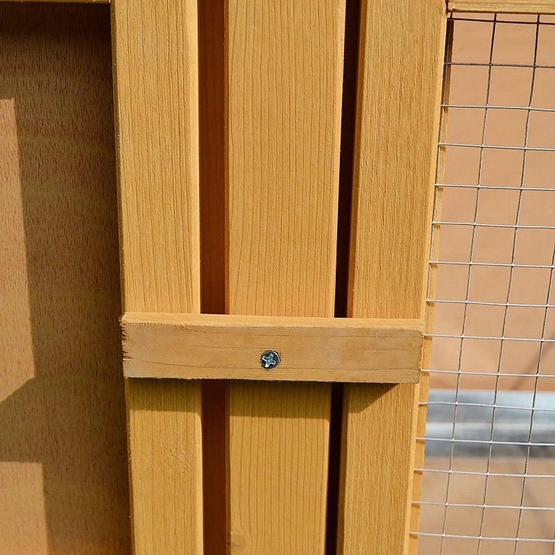 PawHut Wooden Rabbit Hutch Bunny Cage With Openable Waterproof Roof, No Leak Tray Solid Fir Wood Build For Rabbits, Chic