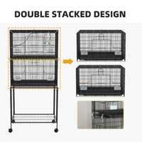 Double Stackable Bird Cage On Wheels W Stand, For Canaries