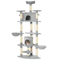 79" Cat Tree Multi-Level with Two Condos, Kitty Tower with Scratching Posts, Two Hammocks, Perches, Interactive Toys, Da
