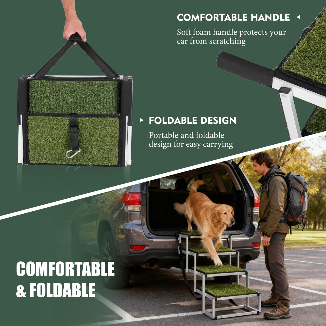 Foldable Dog Ramp For Cars, SUVs, Trucks, Portable Pet Dog Stairs For Large Dogs With Non-Slip Surface Reinforced Design