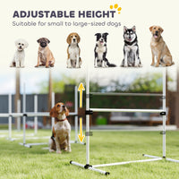 4 Piece Dog Agility Training Equipment for Dog Agility Course with Adjustable Height Jump Bars, Included Carry Bag, & Di