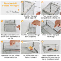 Humane Live Animal Trap, Galvanized Steel Mouse Cage Trap With Sensitive Gravity Pedal, Escape-Proof Design, Reusable Ro