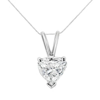 14K White Gold 1/5 Cttw 3-Prong Set Heart Shaped Solitaire Lab Grown Diamond 18" Pendant Necklace (F-G Color, VS2-SI1 Clarity)