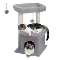 Cozy Gray Cat Tree Condo - 27" Multi-Level Tower with Spacious Perch and Scratching Posts for Kittens and Medium Cats - BIG FRENCHIES
