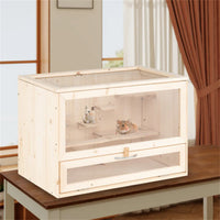 Fir Wood Hamster Cage with Flip Roof, Multi-Ladder Activity Areas for Guinea Pigs Hedgehogs