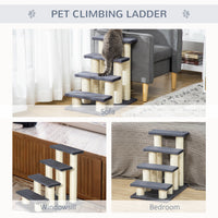 PawHut Cat Tree With 4 Steps For High Beds Couch, Cute Stair Shaped Cat Tree For Indoor Cats Or Dogs W Sisal Scratching 