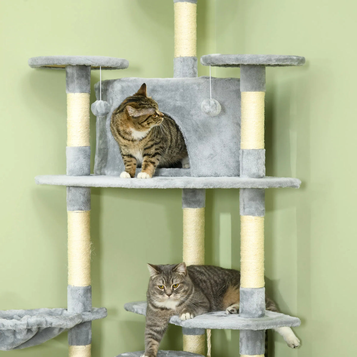 79" Cat Tree Multi-Level with Two Condos, Kitty Tower with Scratching Posts, Two Hammocks, Perches, Interactive Toys, Da