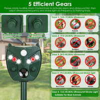 5Setting Outdoor Ultrasonic Deterrent Unit, Solar and Micro USB Dual Charging, PIR Motion Detection, IP44 ABS Constructi