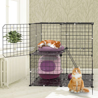1Pc 2Tier Cat Cage Playpen Indoor Pet Enclosures Kitten Kennel House Detachable Cat Crate With Climbing Ladder 2 Doors F