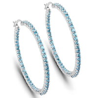 3.60 Carat Genuine Swiss Blue Topaz .925 Sterling Silver Earrings