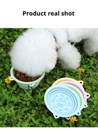 3-in-1 Pet Travel Collapsible Bowl Foldable Slow-Feeder With Strong Suction Cups Portable Silicone Dog Bowl With Hook Fo