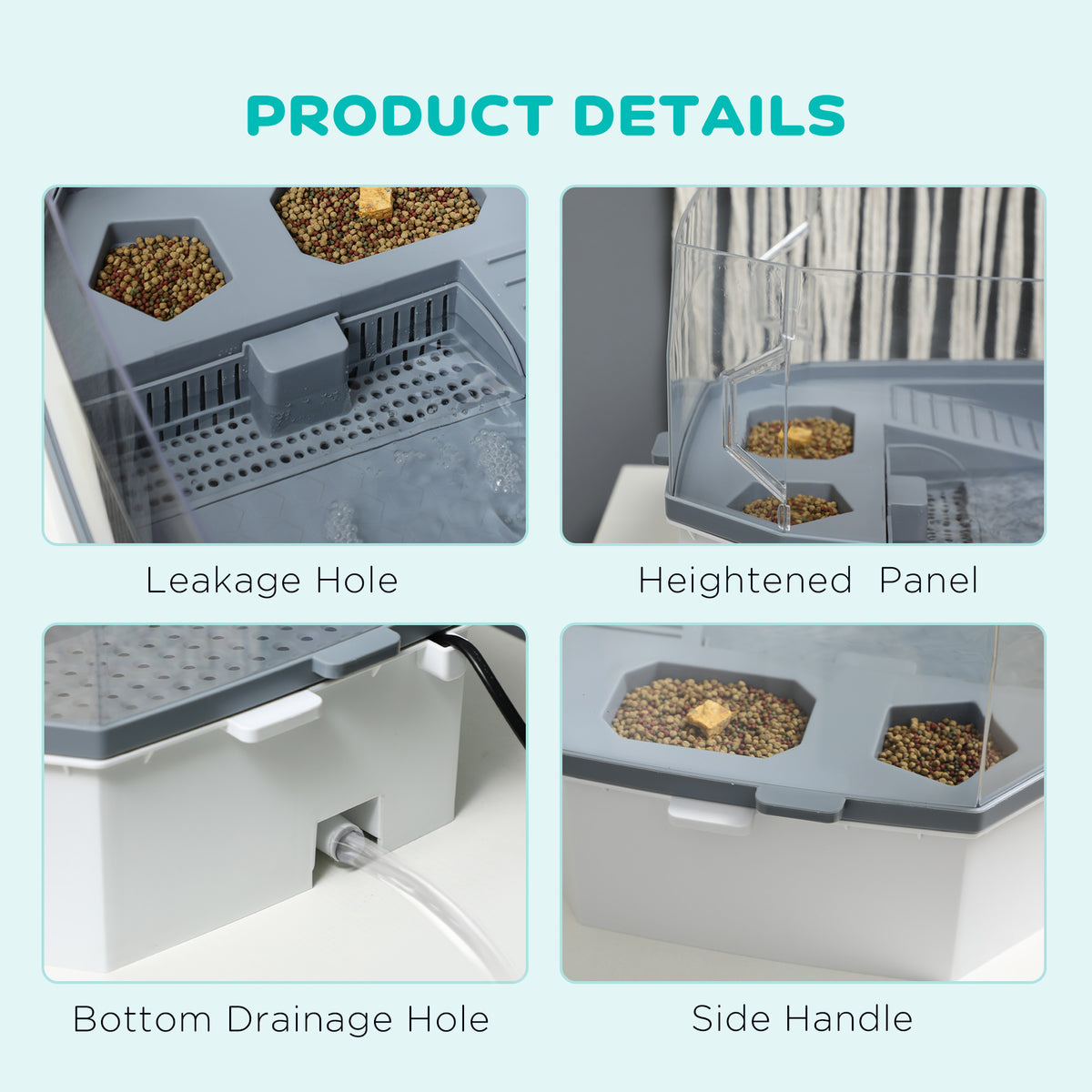 Turtle Tank Kit, Turtle Aquarium with Basking Platform, Water Pump, Filter Layer Design, Full View Visually Reptile Habi