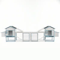 Large Wooden Chicken Coop with Double Nesting Boxes, Outdoor Walk-In Chicken Run with Waterproof Asphalt Roof, Fir Wood 