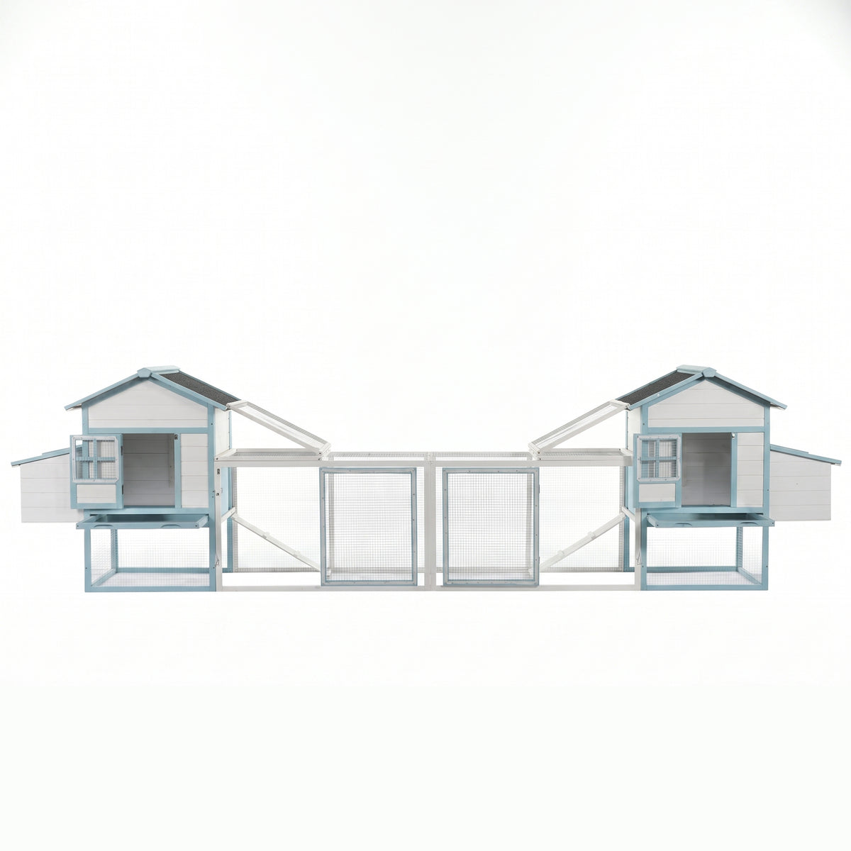 Large Wooden Chicken Coop with Double Nesting Boxes, Outdoor Walk-In Chicken Run with Waterproof Asphalt Roof, Fir Wood 