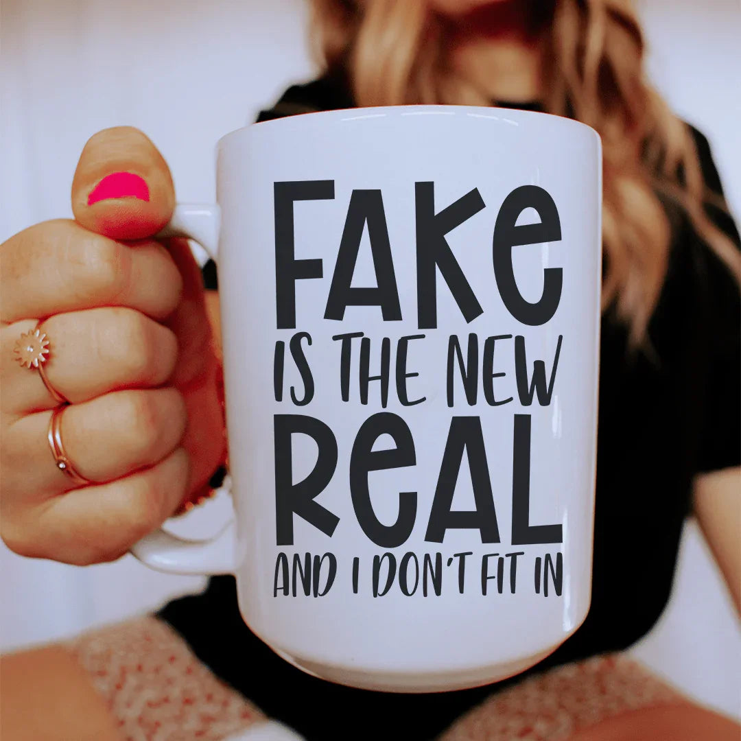 Fake Is The New Real Ceramic Mug 15 oz - BIG FRENCHIES