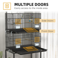 Double Stackable Bird Cage On Wheels W Stand, For Canaries