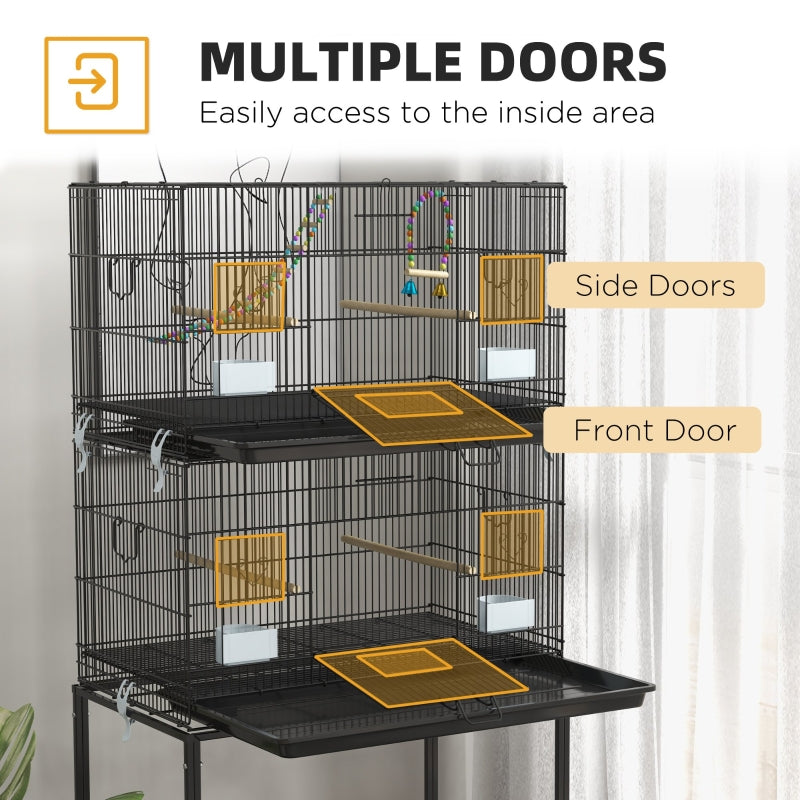 Double Stackable Bird Cage On Wheels W Stand, For Canaries