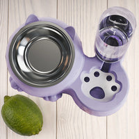 Double Bowl Ceramic Pet Automatic Dog Water Bowl Stainless Steel Cat Bowl