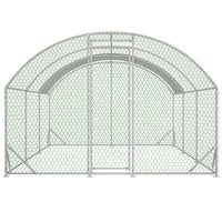Large Chicken Coop Metal Chicken Run With Waterproof And Anti-UV Cover, Dome Shaped Walk-in Fence Cage Hen House For Out