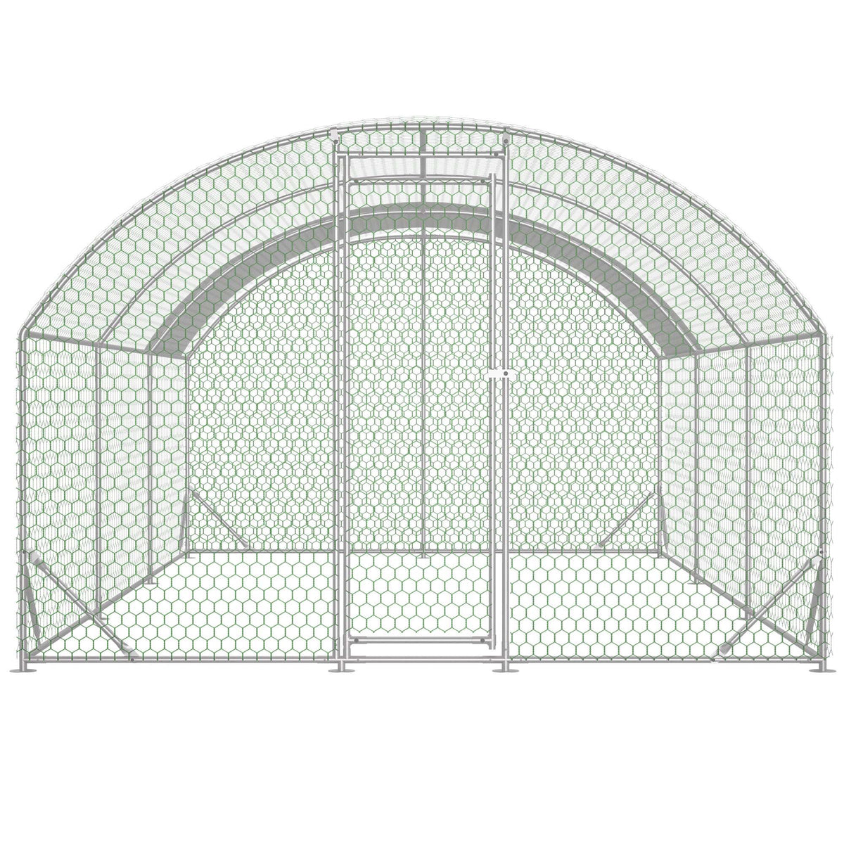 Large Chicken Coop Metal Chicken Run With Waterproof And Anti-UV Cover, Dome Shaped Walk-in Fence Cage Hen House For Out