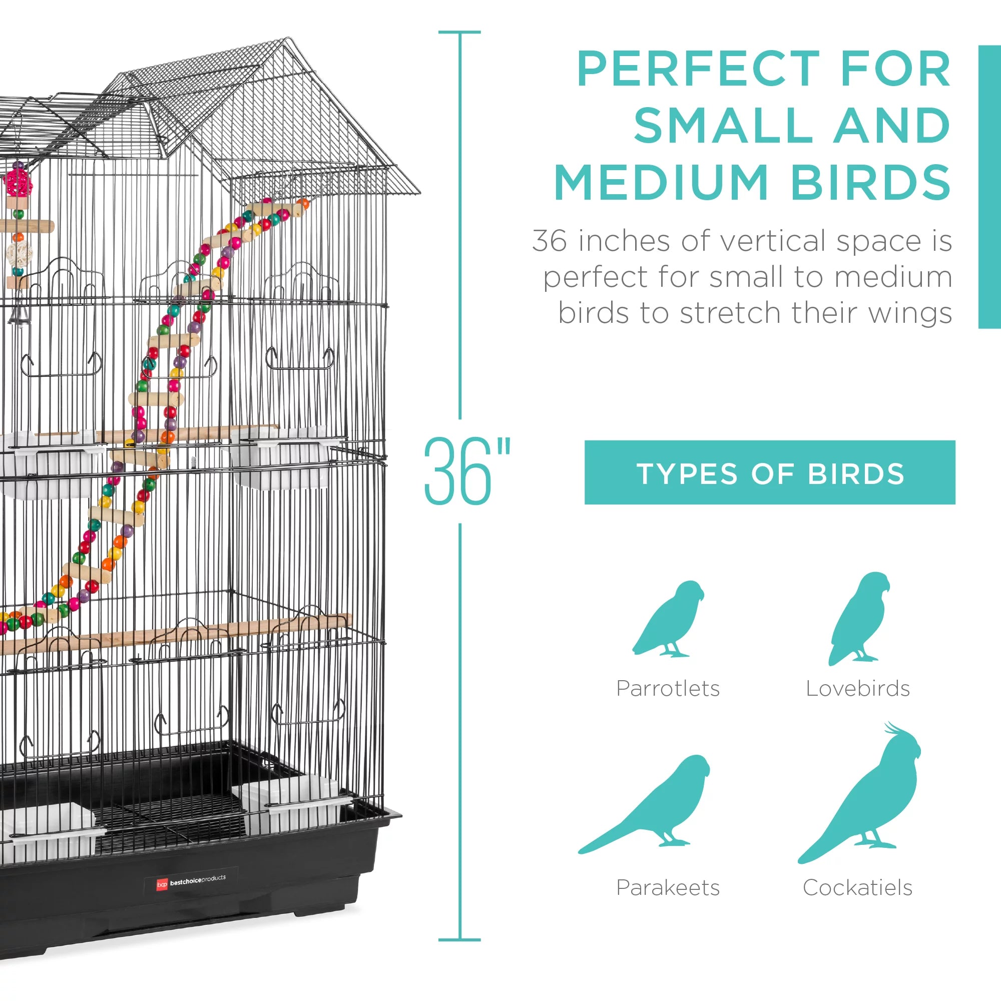 36In Indoor/Outdoor Iron Bird Cage for Parro - BIG FRENCHIES