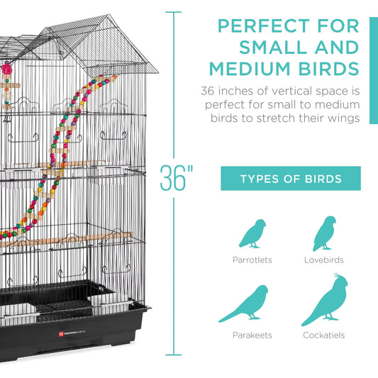 36In Indoor/Outdoor Iron Bird Cage for Parro - BIG FRENCHIES