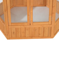 PawHut 69 Wooden Hexagonal Outdoor Aviary Flight Bird Cage With Covered Roof, BrownFor Multiple Packages, Please Pay Att