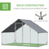 Large Chicken Coop Metal Chicken Run with Waterproof and Anti-UV Cover, Spire Shaped Walk in Fence Cage Hen House for Ou