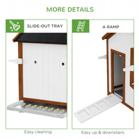47Chicken Coop, Wooden Chicken House Raised Rabbit Hutch With Waterproof Roof, Nesting Box And Handles For 3-5 Hens, Pou