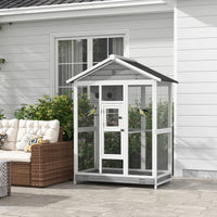 Wooden Bird Cage Aviary, Flight Cage With 4 Perches, Nest And Slide-Out Tray For Indoor Outdoor, GrayMultiple Packages S