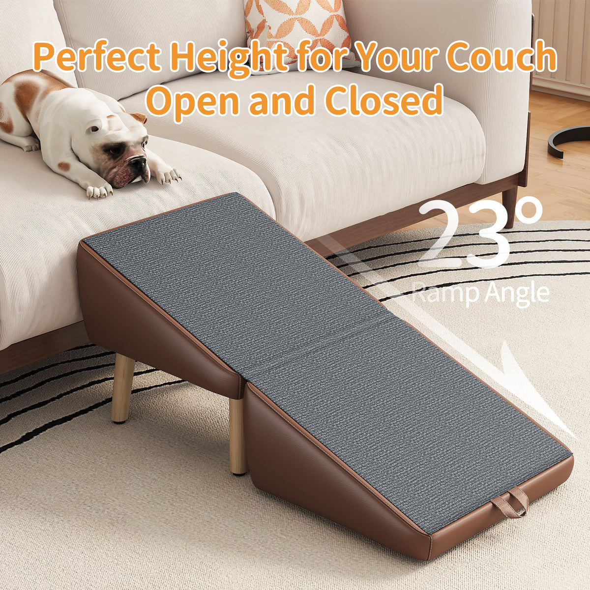 (UPGRADED) Dog Stairs for Small Dogs and Cats, Dog Ramp for Couch and Bed, Foldable 2-in-1 Wooden Pet Steps for Puppy, S