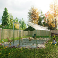 Large Metal Chicken Coop, Walk-in Chicken Run, Galvanized Wire Poultry Chicken Hen Pen Cage, Rabbits Duck Cages With Wat