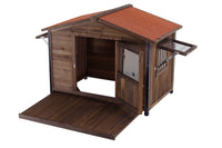 Unique All-Around Iron Frame,Outdoor Large Wooden Cabin House Style Wooden Dog Kennel
