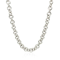 Sterling Silver Rhodium Plated Rolo Chain Necklace with a Heart Toggle Charm