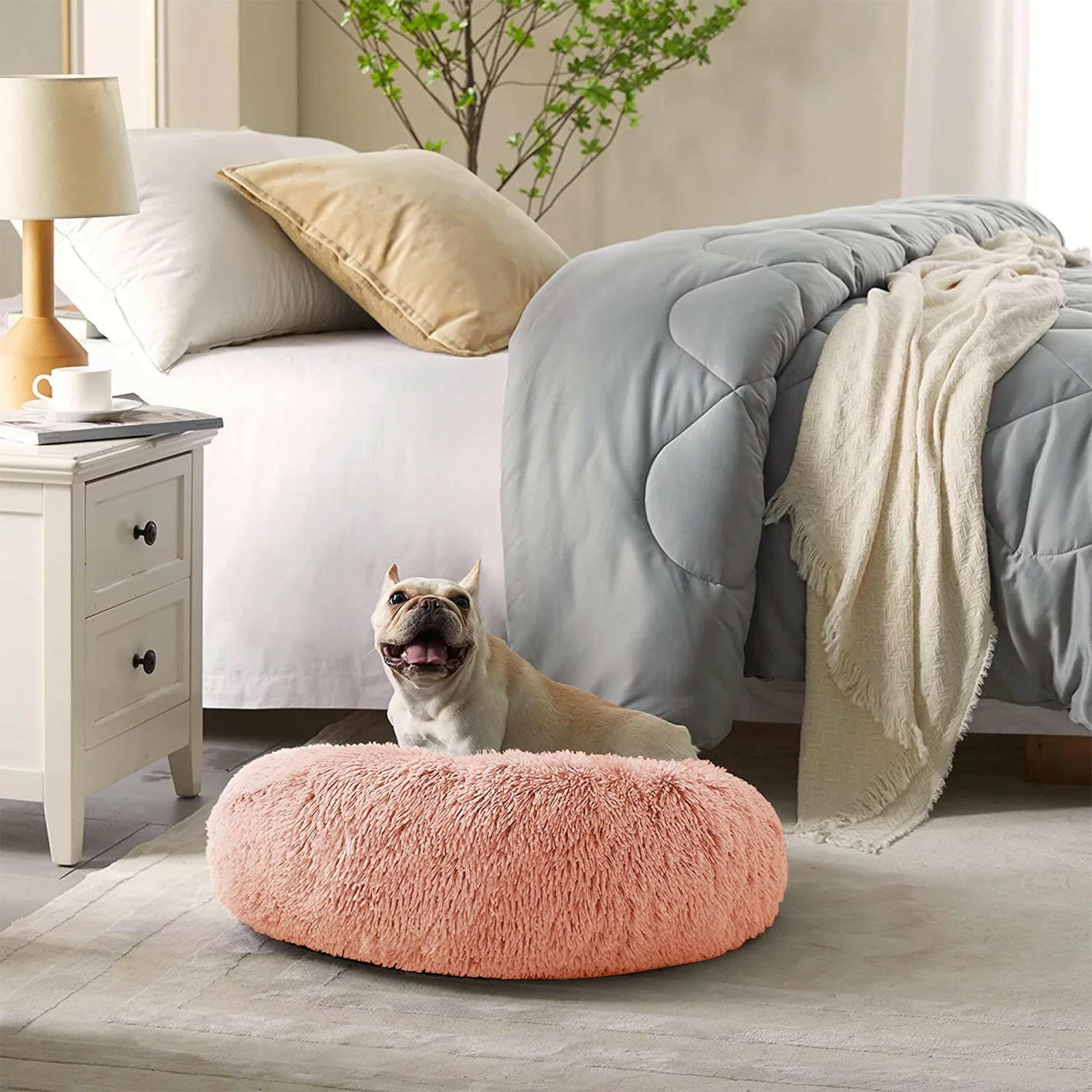 Cozy Donut Dog Bed: Anti-Anxiety & Self-Warming Comfort - BIG FRENCHIES