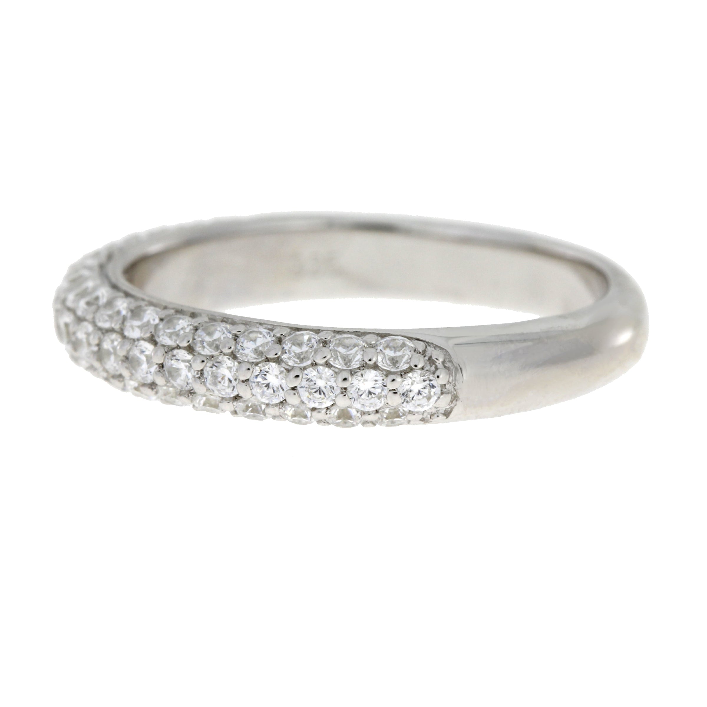 Cubic Zirconium Wedding Band Ring Sterling Silver