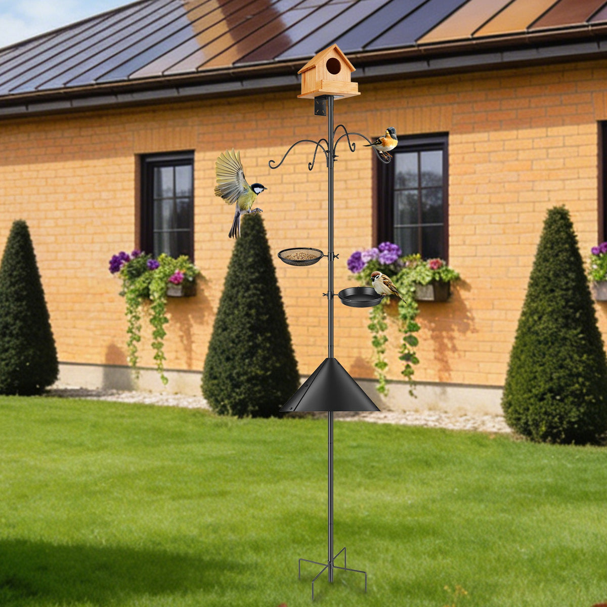 1Pc 94Inch Squirrel Proof Bird Feeder Pole Heavy-Duty Bird House Pole Outdoor Bird Feeding Station With 5 Adjustable Hei