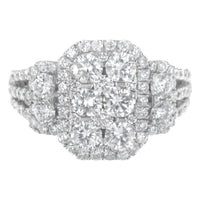14K White Gold 2 1/4 Cttw Diamond Cocktail Cluster Ring (G-H Color, SI2-I1 Clarity) - Size 7