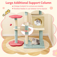 61 Inch Multi-Level Aesthetic Floral Kitten Tower With Flower-Shaped Padded Perch