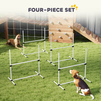 4 Piece Dog Agility Training Equipment for Dog Agility Course with Adjustable Height Jump Bars, Included Carry Bag, & Di