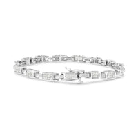 14K White Gold 2.0 Cttw Princess Cut Invisible Set Diamond Rectangular Link Bracelet (I-J Color, I1-I2 Clarity) - 7.25"