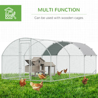 Large Chicken Coop Metal Chicken Run with Waterproof and Anti-UV Cover, Dome Shaped Walk-in Fence Cage Hen House for Out