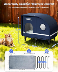 Heated Outdoor Cat House with Thermostatic Pad & Skylight