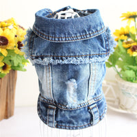Pet Dog Cat Blue Denim Jeans Jacket Coat Vest - BIG FRENCHIES