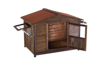 Unique All-Around Iron Frame,Outdoor Large Wooden Cabin House Style Wooden Dog Kennel