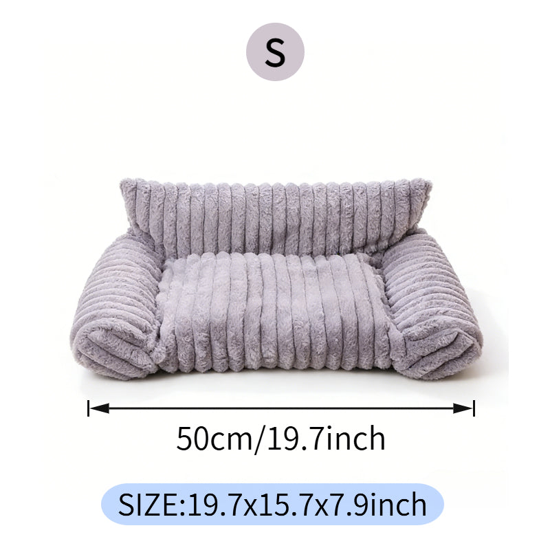 Cute Cat Couch For Pets - Fluffy Cat Beds With Premium Soft Corduroy Fleece, Fuzzy Cats Beds For Indoor Cats With Remova